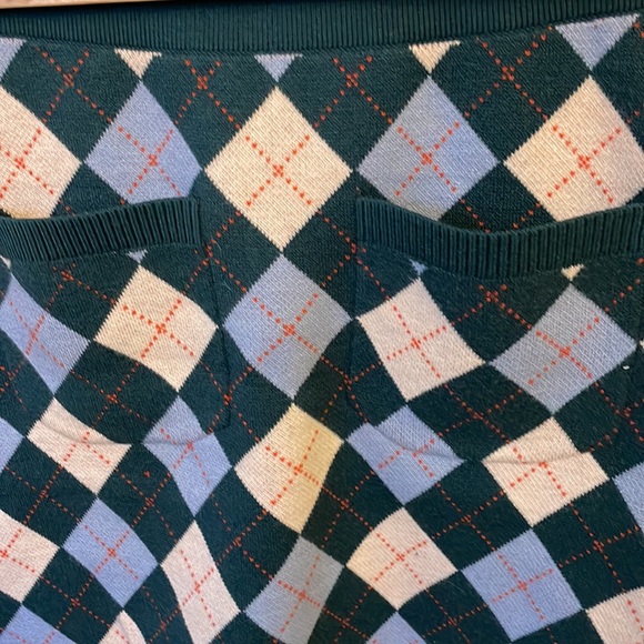 LAST CHANCE! Free People argyle Hunter green, blue and cream mini skirt NWT - Picture 4 of 5